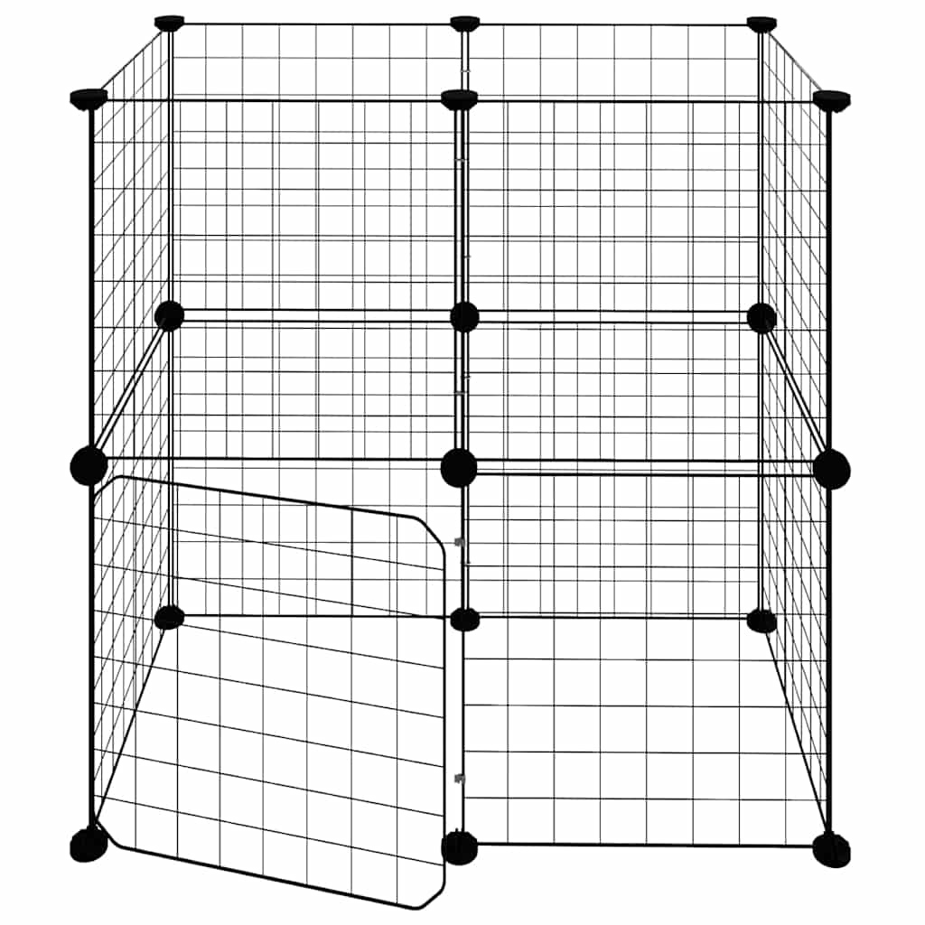 12-tlg. Haustierkäfig mit Tür Schwarz 70x35x70 cm Stahl