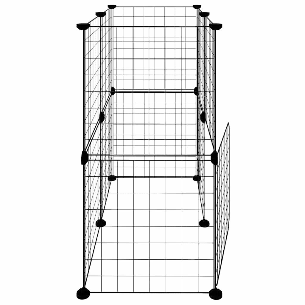 12-tlg. Haustierkäfig mit Tür Schwarz 70x35x70 cm Stahl