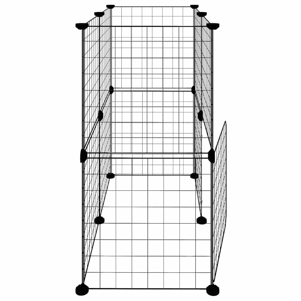 12-tlg. Haustierkäfig mit Tür Schwarz 70x35x70 cm Stahl