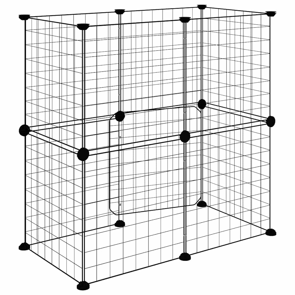 12-tlg. Haustierkäfig mit Tür Schwarz 70x35x70 cm Stahl