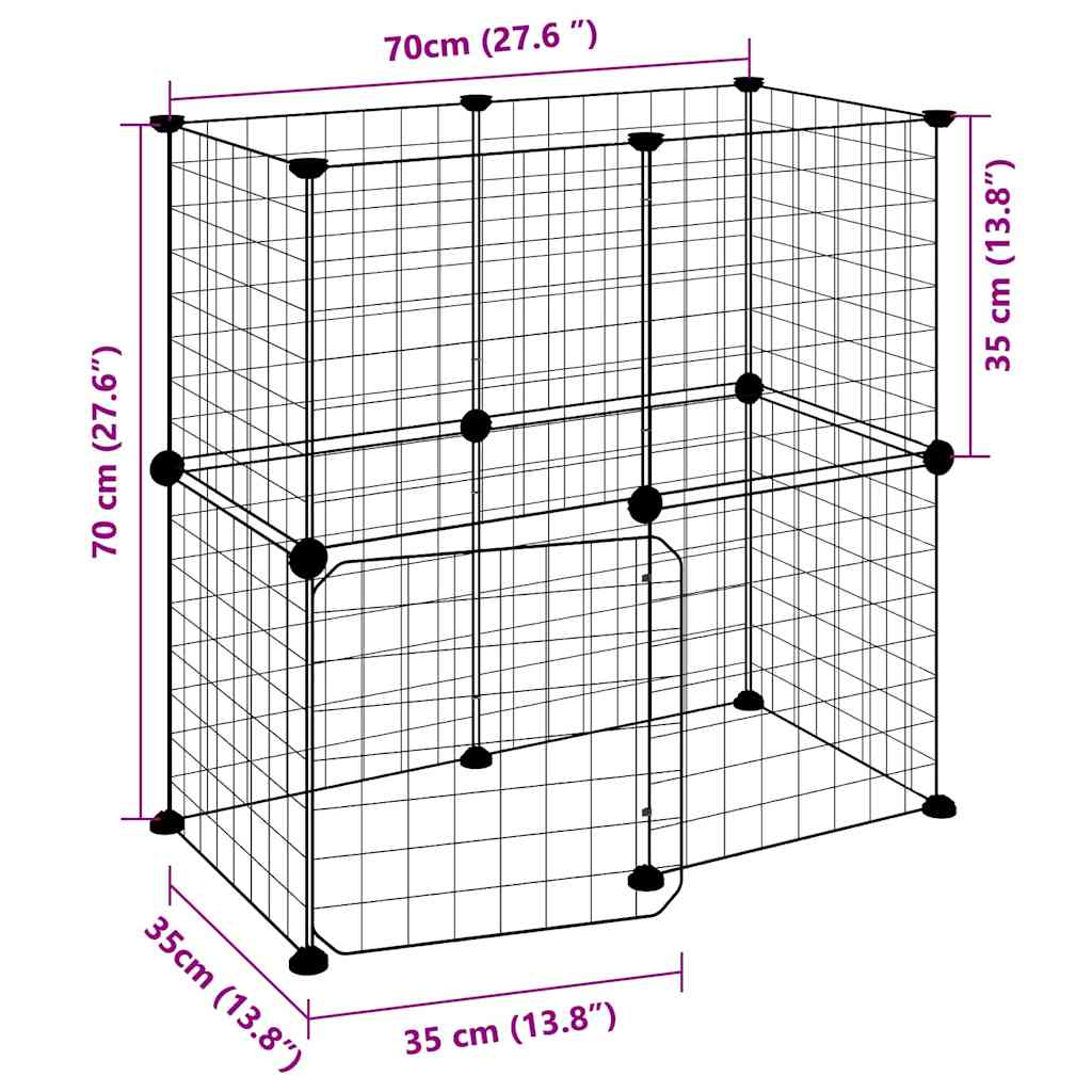 12-tlg. Haustierkäfig mit Tür Schwarz 70x35x70 cm Stahl