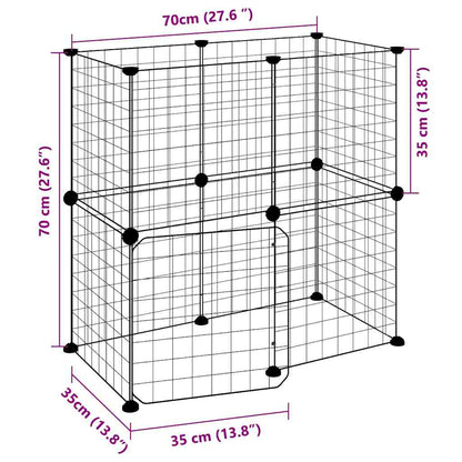 12-tlg. Haustierkäfig mit Tür Schwarz 70x35x70 cm Stahl