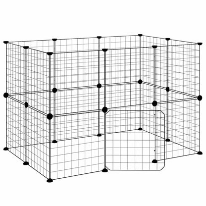 20-tlg. Haustierkäfig mit Tür Schwarz 105x70x70 cm Stahl