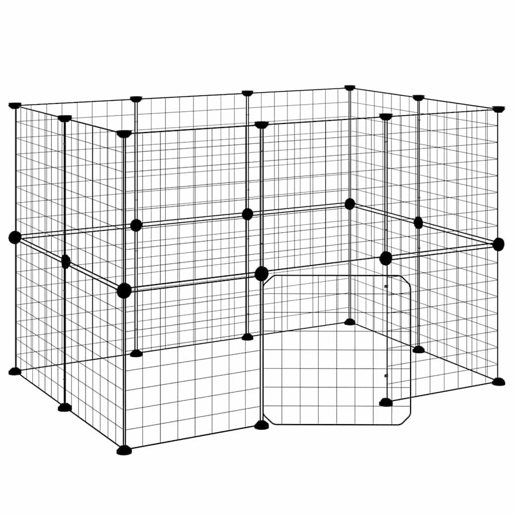 20-tlg. Haustierkäfig mit Tür Schwarz 105x70x70 cm Stahl
