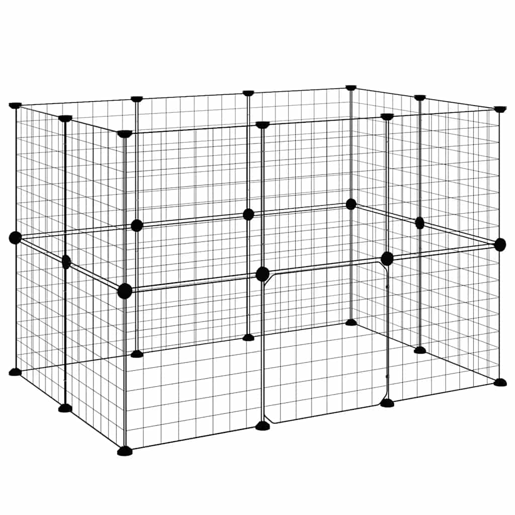 20-tlg. Haustierkäfig mit Tür Schwarz 105x70x70 cm Stahl
