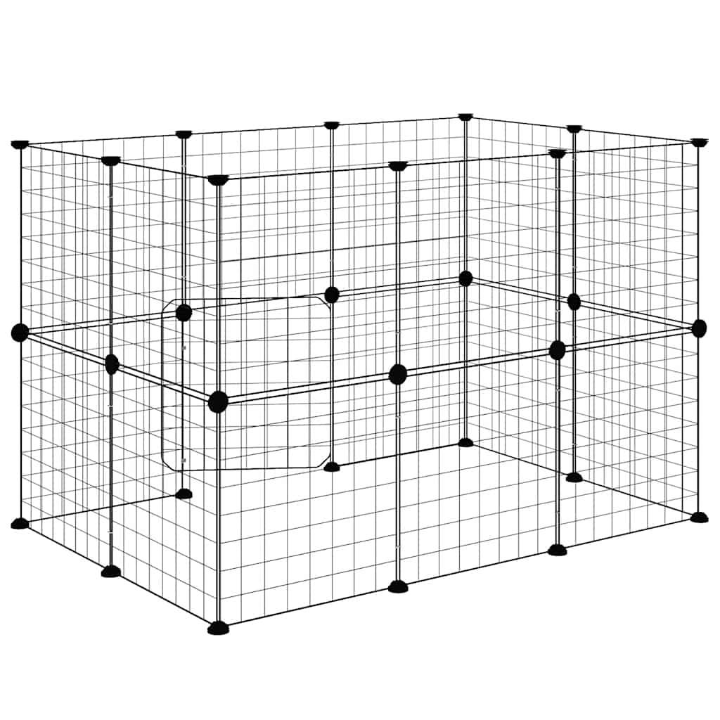 20-tlg. Haustierkäfig mit Tür Schwarz 105x70x70 cm Stahl