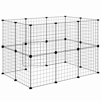 20-tlg. Haustierkäfig mit Tür Schwarz 105x70x70 cm Stahl