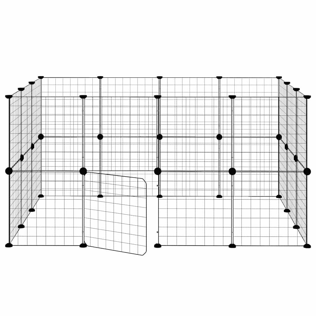 28-tlg. Haustierkäfig mit Tür Schwarz 140x105x70 cm Stahl