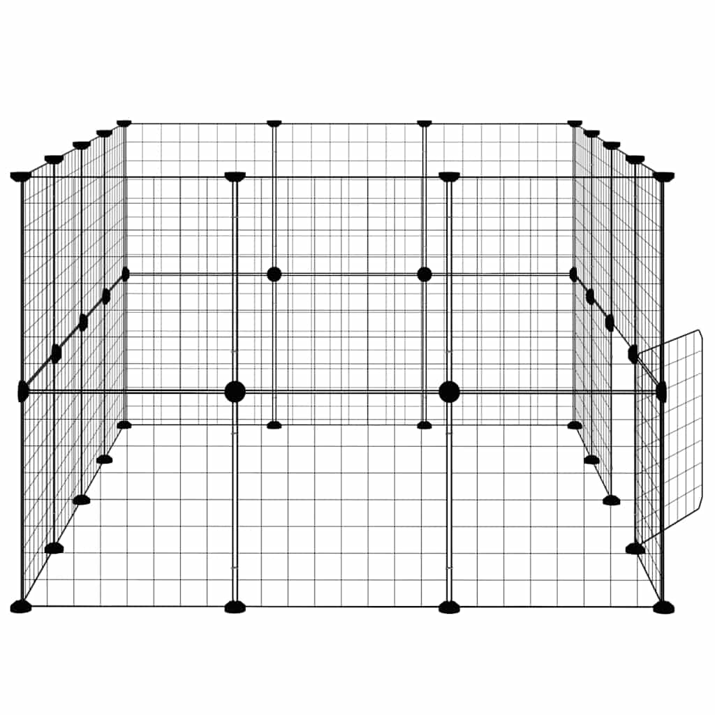 28-tlg. Haustierkäfig mit Tür Schwarz 140x105x70 cm Stahl