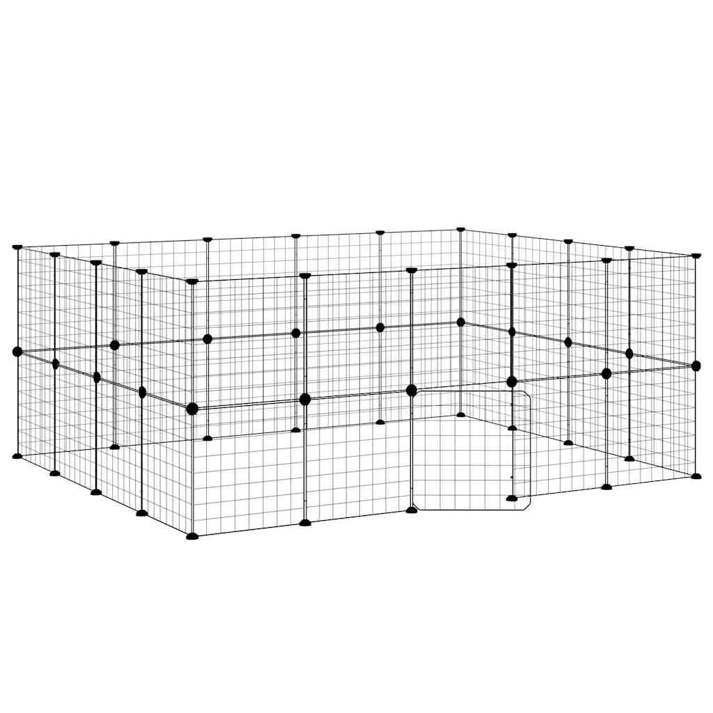 36-tlg. Haustierkäfig mit Tür Schwarz 175x140x70 cm Stahl