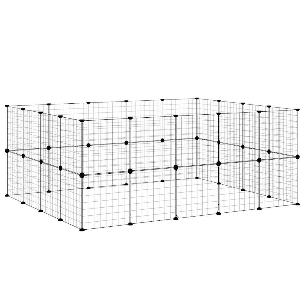36-tlg. Haustierkäfig mit Tür Schwarz 175x140x70 cm Stahl