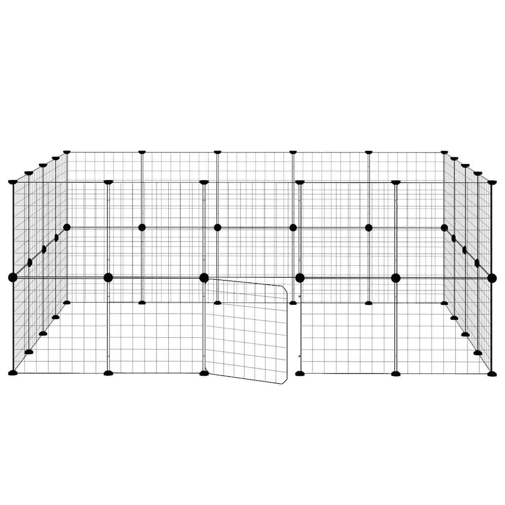 36-tlg. Haustierkäfig mit Tür Schwarz 175x140x70 cm Stahl