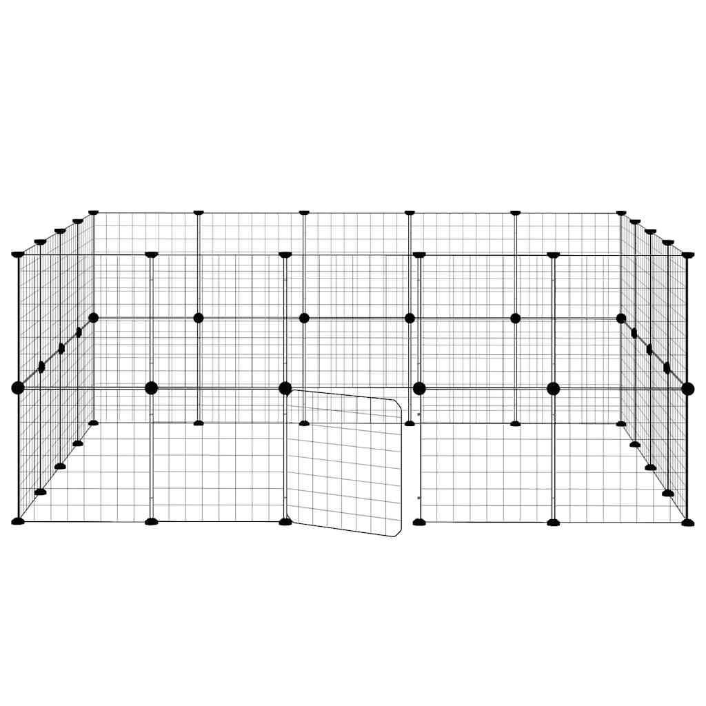 36-tlg. Haustierkäfig mit Tür Schwarz 175x140x70 cm Stahl