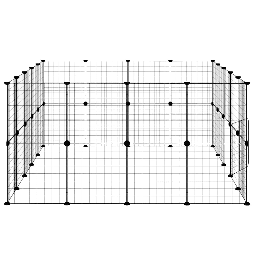 36-tlg. Haustierkäfig mit Tür Schwarz 175x140x70 cm Stahl