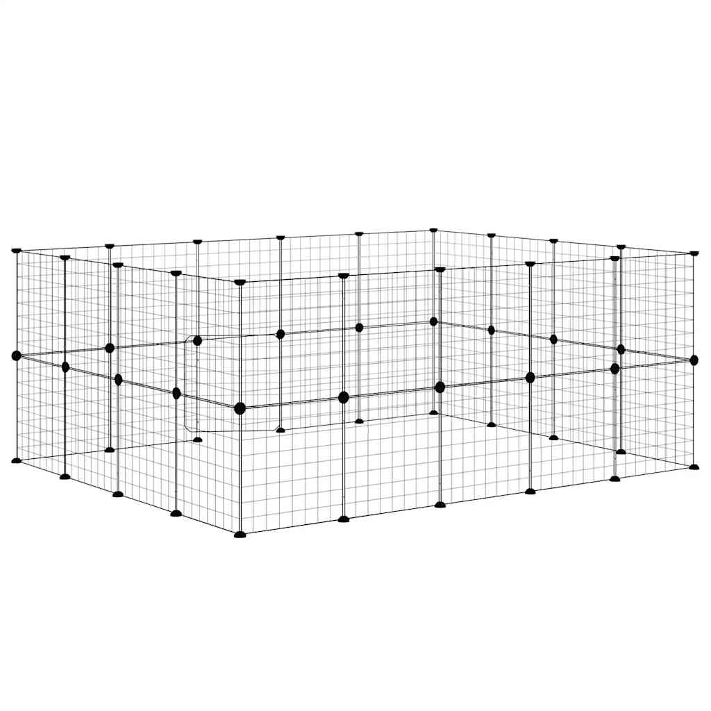 36-tlg. Haustierkäfig mit Tür Schwarz 175x140x70 cm Stahl