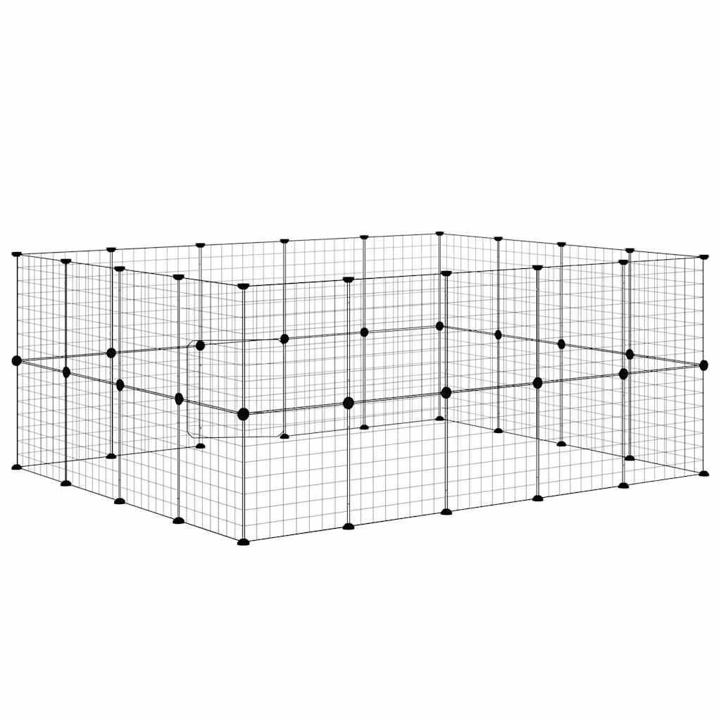 36-tlg. Haustierkäfig mit Tür Schwarz 175x140x70 cm Stahl
