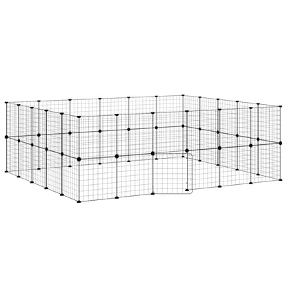 44-tlg. Haustierkäfig mit Tür Schwarz 210x175x70 cm Stahl