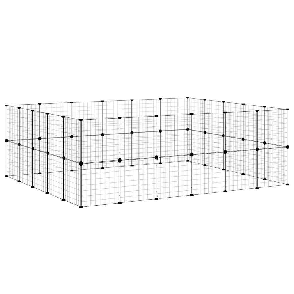 44-tlg. Haustierkäfig mit Tür Schwarz 210x175x70 cm Stahl