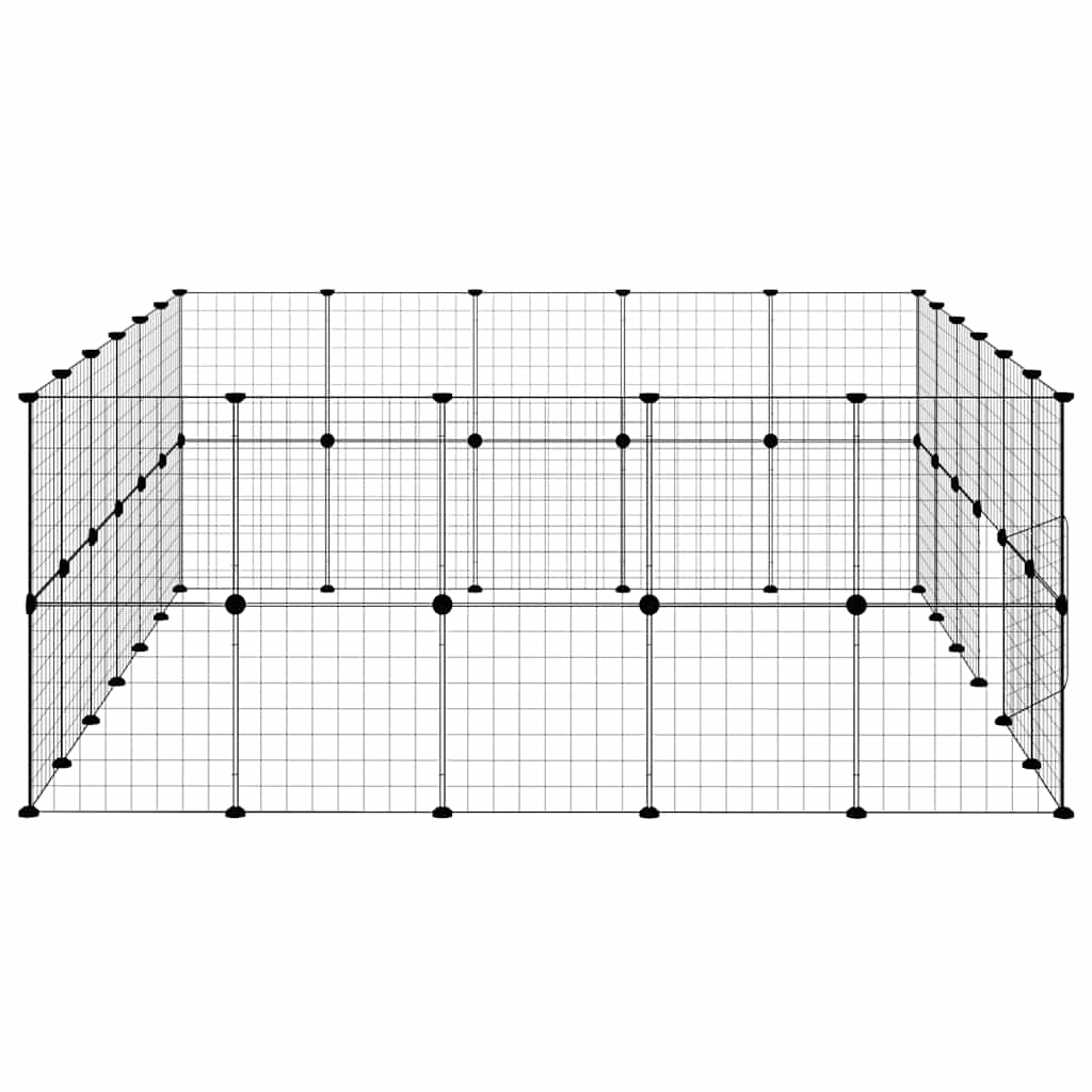 44-tlg. Haustierkäfig mit Tür Schwarz 210x175x70 cm Stahl