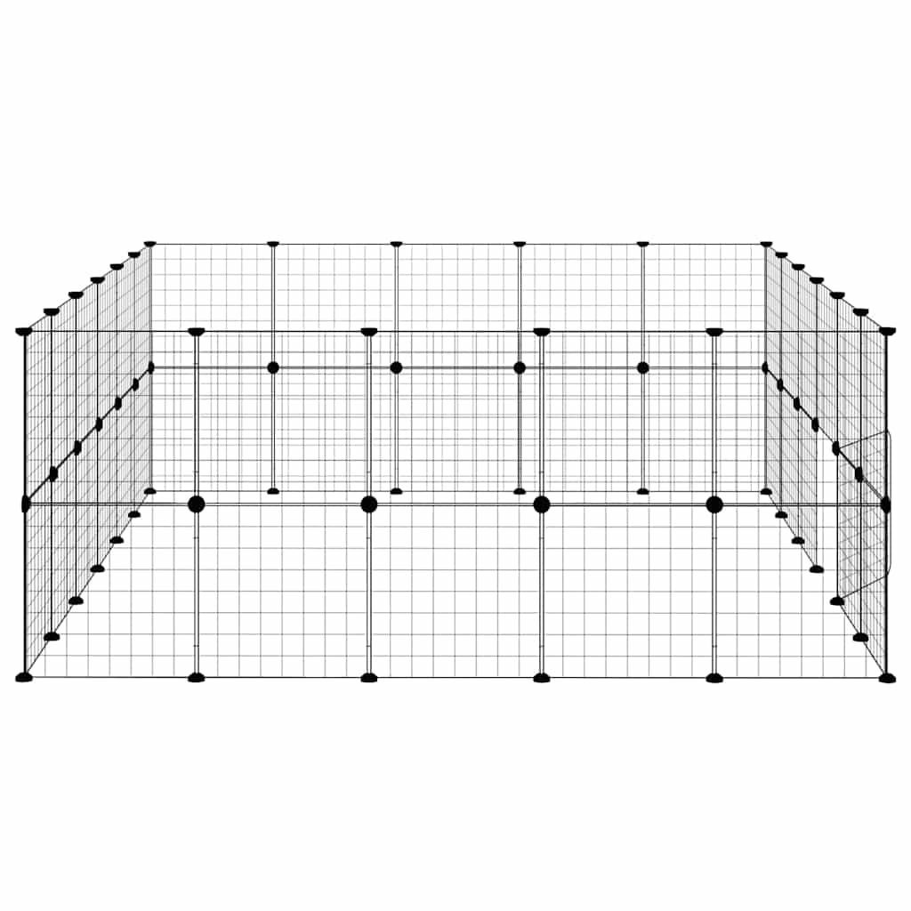 44-tlg. Haustierkäfig mit Tür Schwarz 210x175x70 cm Stahl