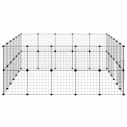 44-tlg. Haustierkäfig mit Tür Schwarz 210x175x70 cm Stahl