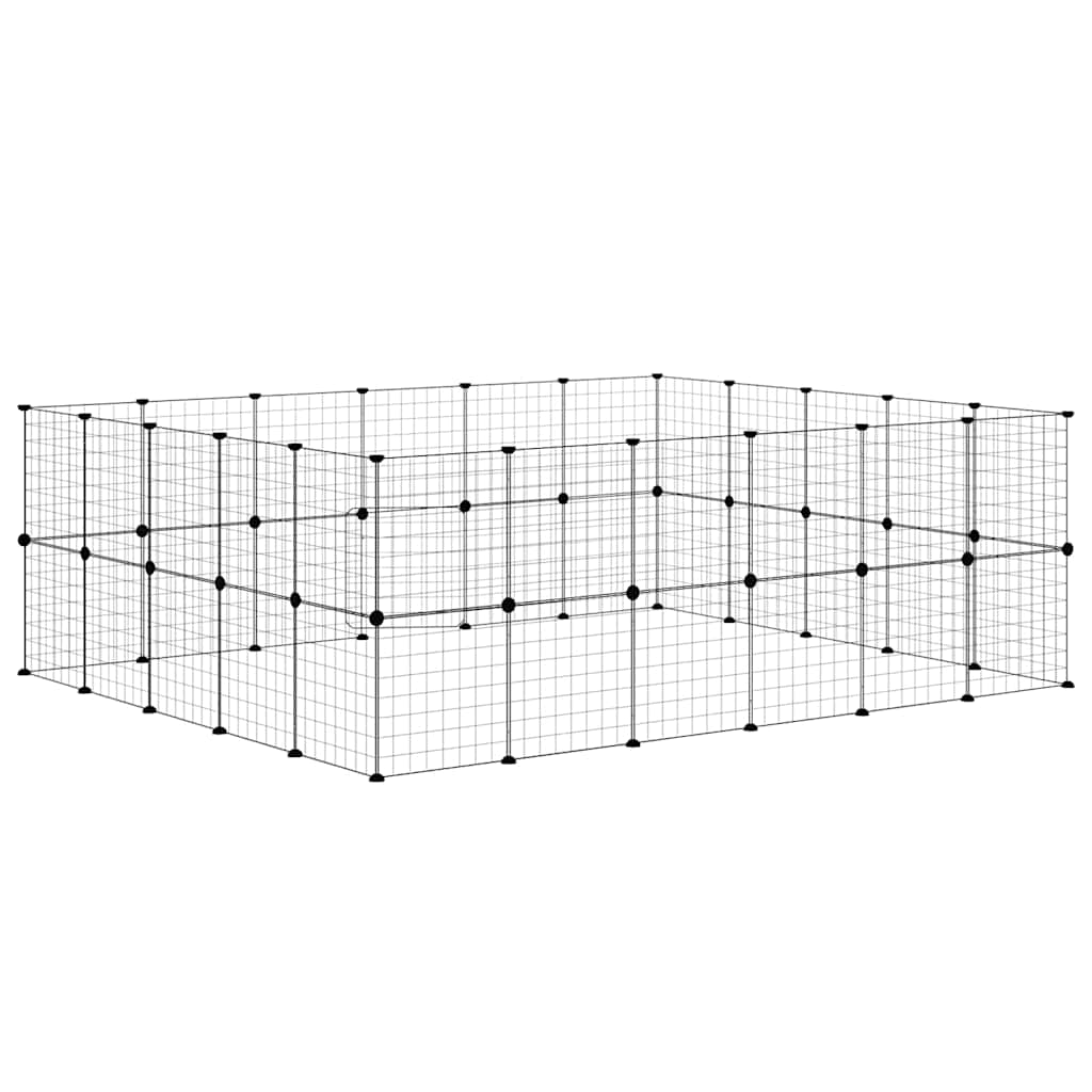 44-tlg. Haustierkäfig mit Tür Schwarz 210x175x70 cm Stahl