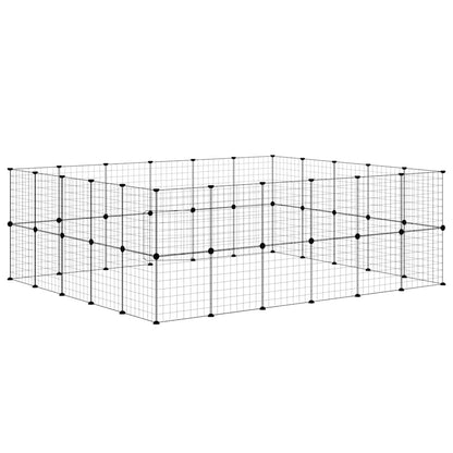 44-tlg. Haustierkäfig mit Tür Schwarz 210x175x70 cm Stahl