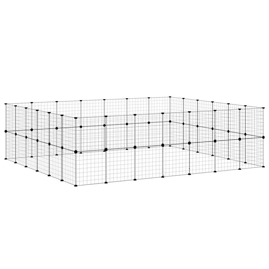52-tlg. Haustierkäfig mit Tür Schwarz 245x210x70 cm Stahl