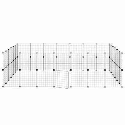 52-tlg. Haustierkäfig mit Tür Schwarz 245x210x70 cm Stahl