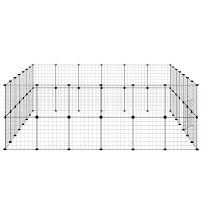 52-tlg. Haustierkäfig mit Tür Schwarz 245x210x70 cm Stahl