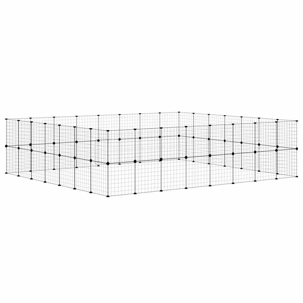 60-tlg. Haustierkäfig mit Tür Schwarz 280x245x70 cm Stahl