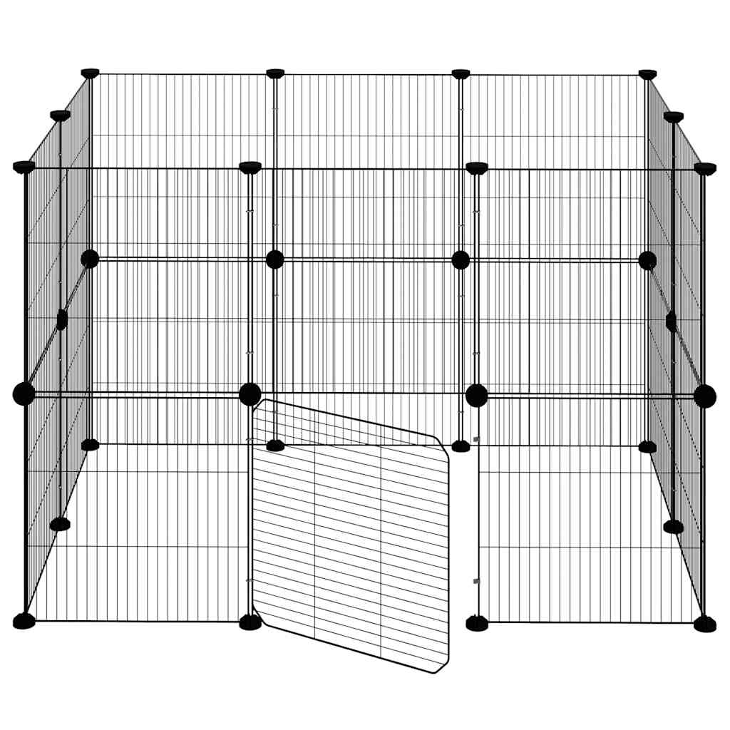 20-tlg. Haustierkäfig mit Tür Schwarz 105x70x70 cm Stahl