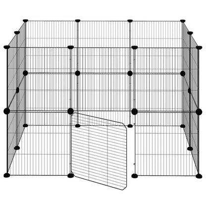 20-tlg. Haustierkäfig mit Tür Schwarz 105x70x70 cm Stahl