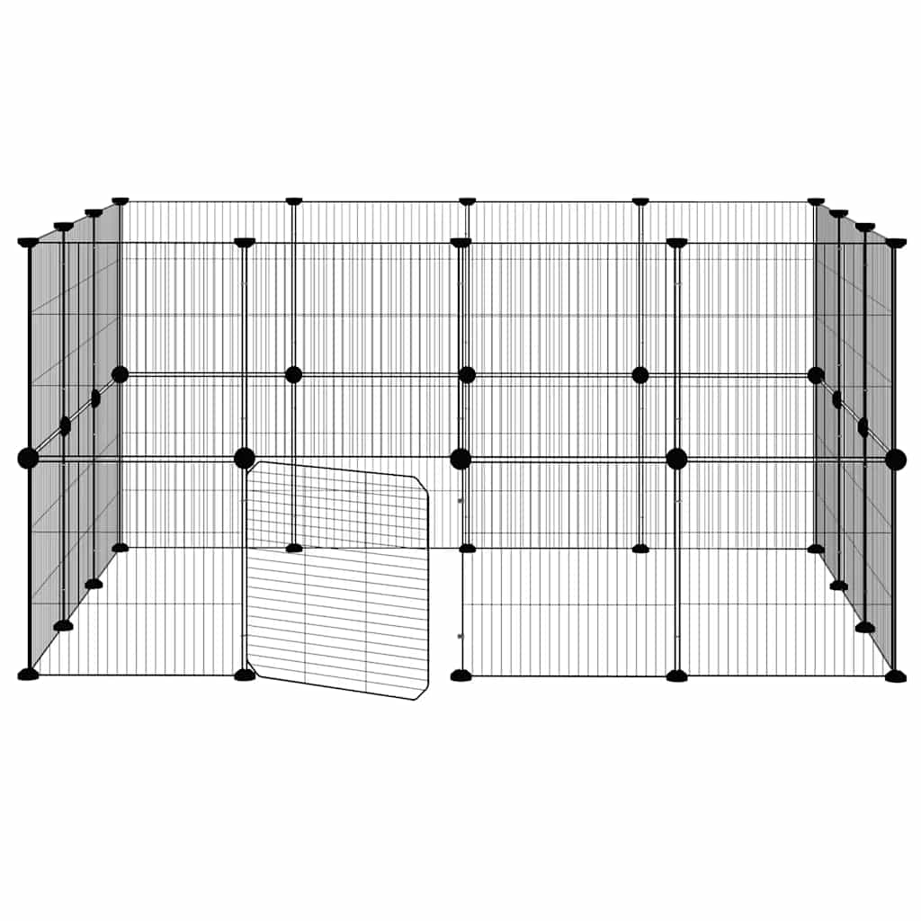 28-tlg. Haustierkäfig mit Tür Schwarz 35x35 cm Stahl