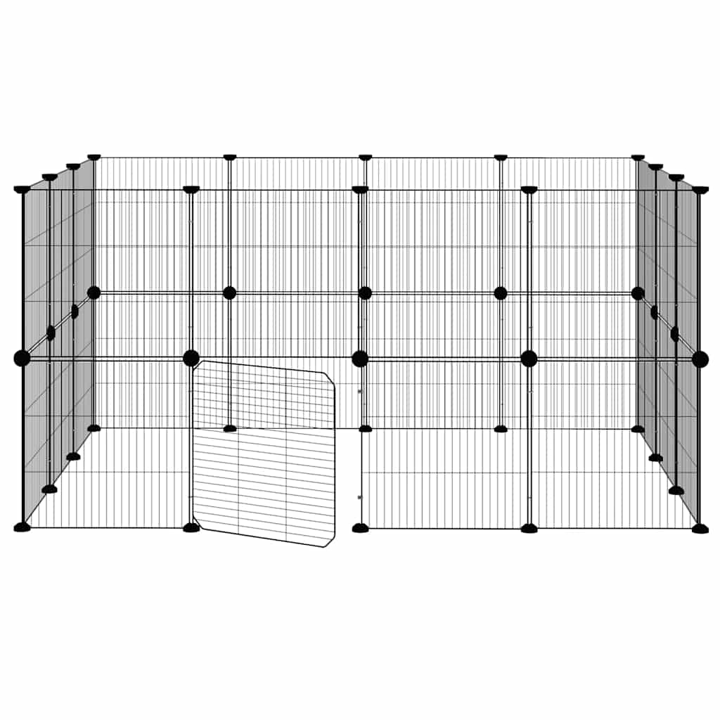 28-tlg. Haustierkäfig mit Tür Schwarz 140x105x70 cm Stahl