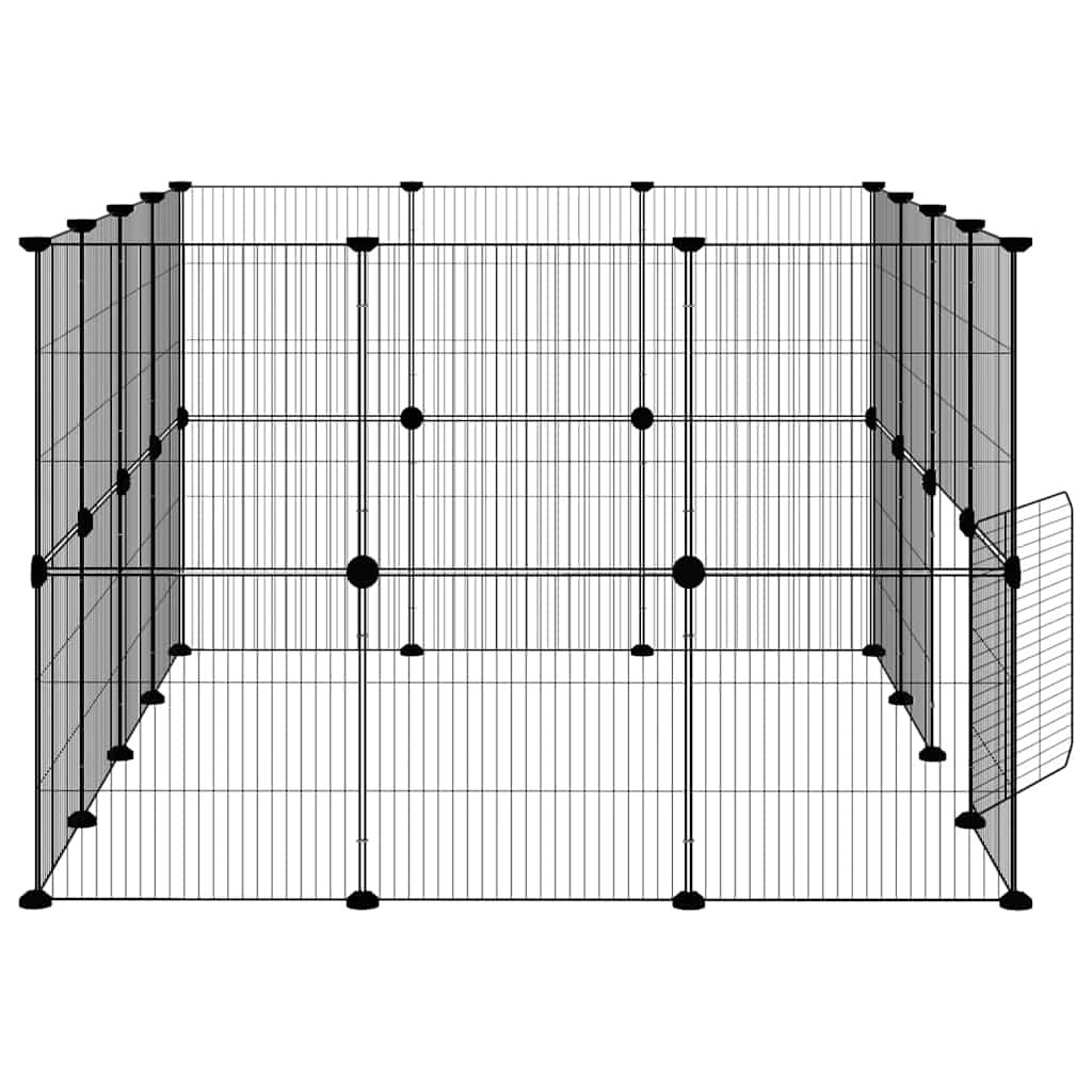 28-tlg. Haustierkäfig mit Tür Schwarz 140x105x70 cm Stahl