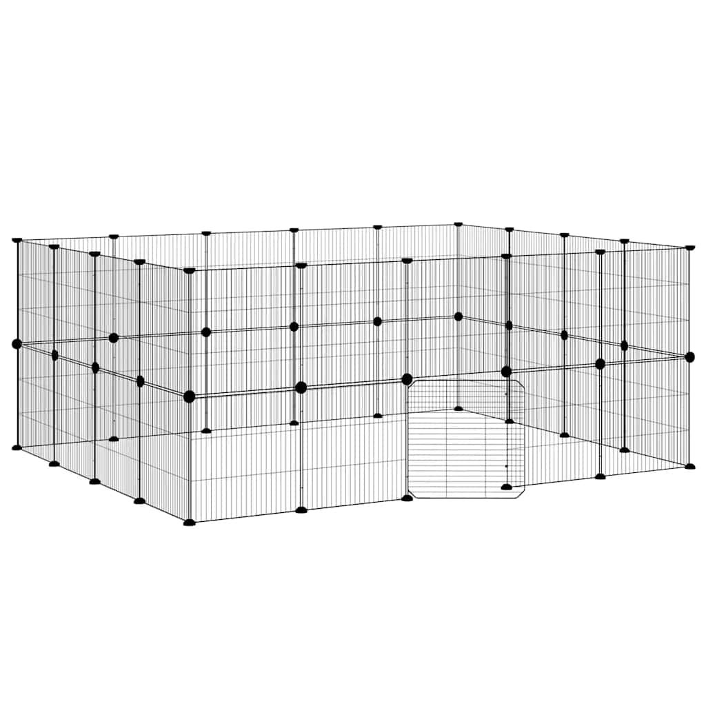 36-tlg. Haustierkäfig mit Tür Schwarz 175x140x70 cm Stahl