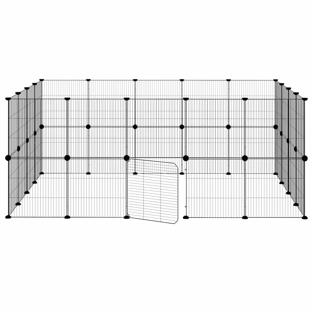 36-tlg. Haustierkäfig mit Tür Schwarz 175x140x70 cm Stahl