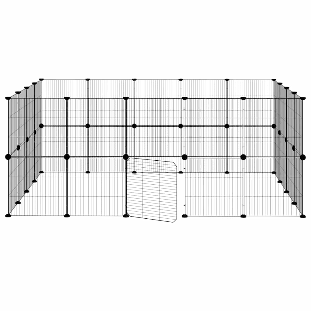 36-tlg. Haustierkäfig mit Tür Schwarz 175x140x70 cm Stahl