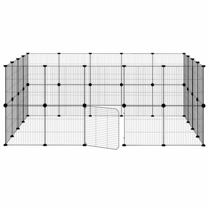 36-tlg. Haustierkäfig mit Tür Schwarz 175x140x70 cm Stahl