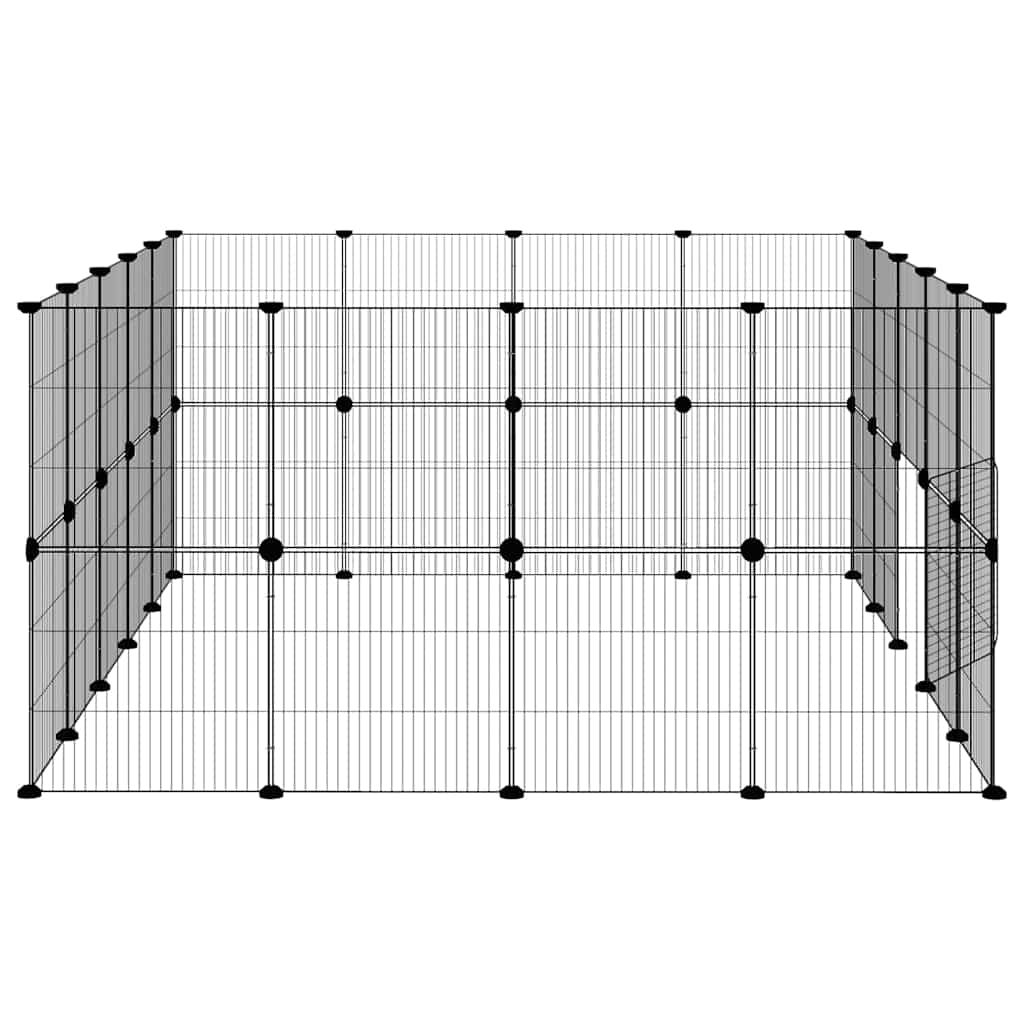 36-tlg. Haustierkäfig mit Tür Schwarz 175x140x70 cm Stahl