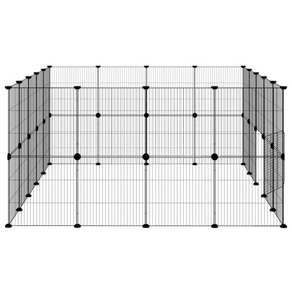 36-tlg. Haustierkäfig mit Tür Schwarz 175x140x70 cm Stahl