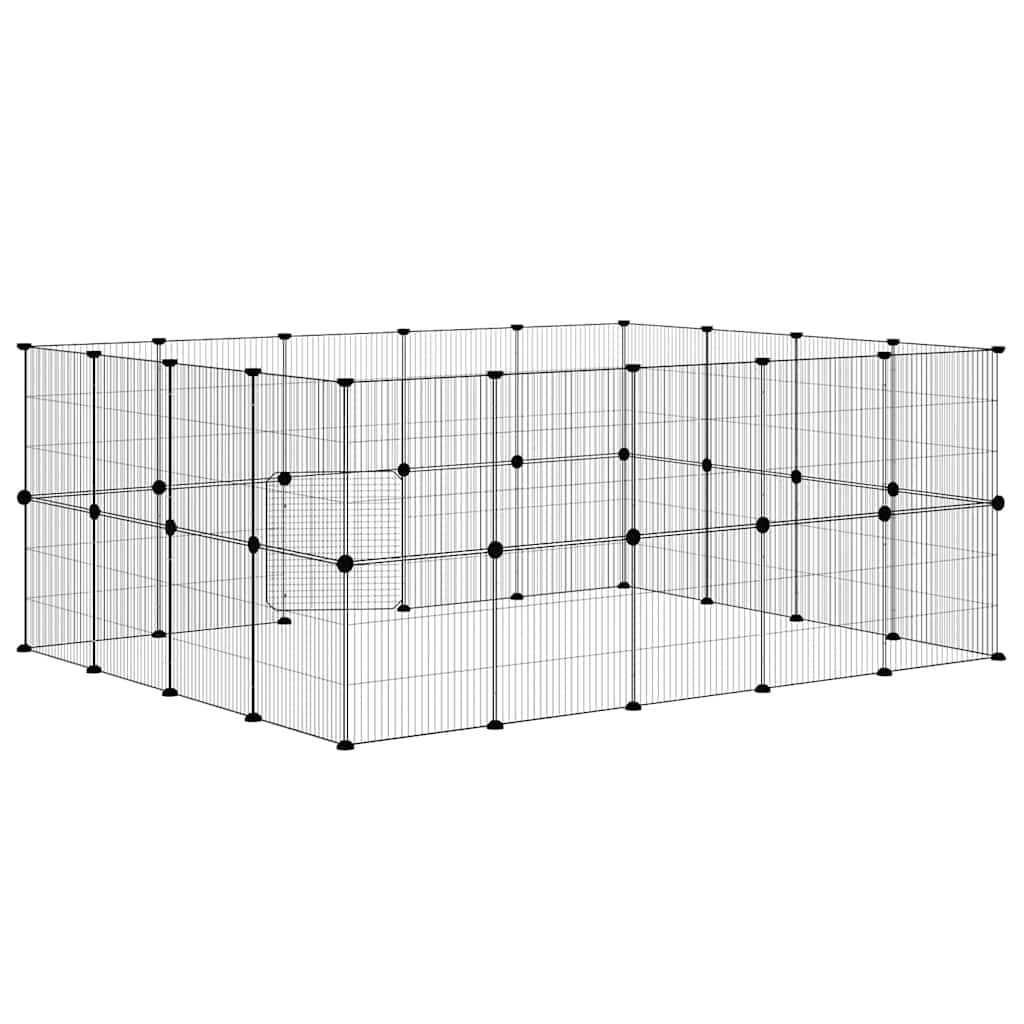 36-tlg. Haustierkäfig mit Tür Schwarz 175x140x70 cm Stahl