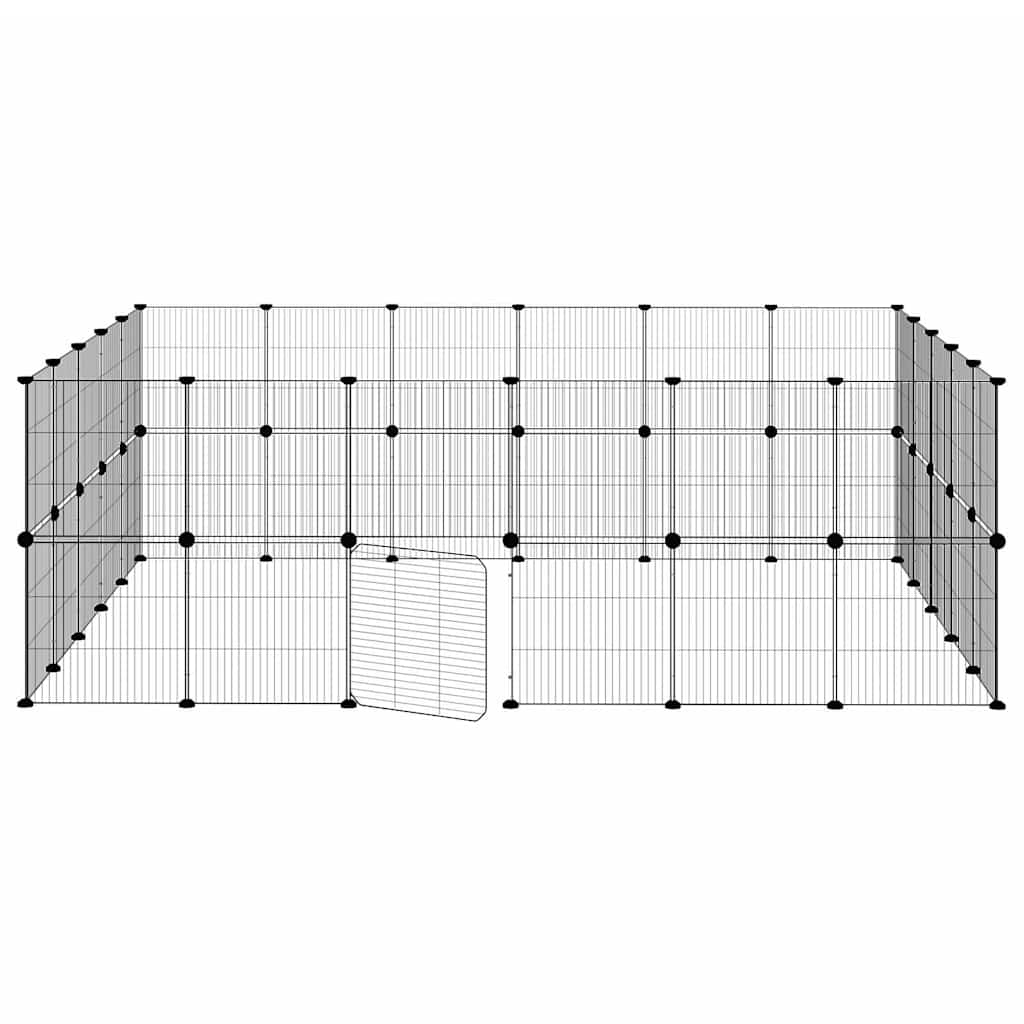 44-tlg. Haustierkäfig mit Tür Schwarz 210x175x70 cm Stahl