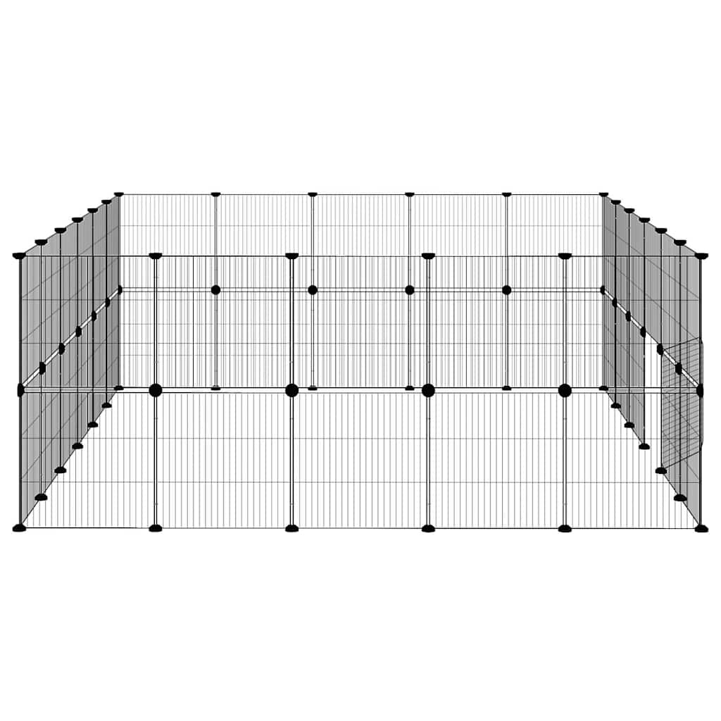 44-tlg. Haustierkäfig mit Tür Schwarz 210x175x70 cm Stahl
