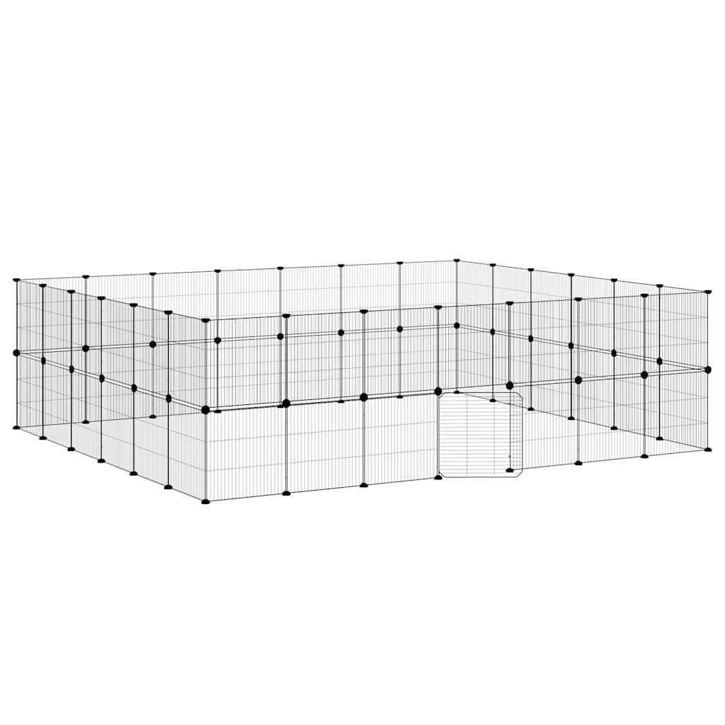 52-tlg. Haustierkäfig mit Tür Schwarz 245x210x70 cm Stahl