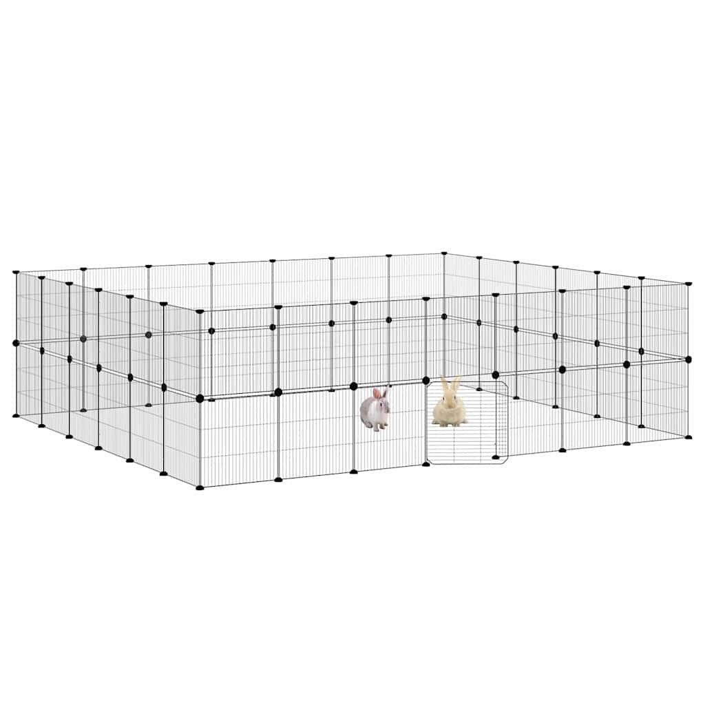 52-tlg. Haustierkäfig mit Tür Schwarz 245x210x70 cm Stahl
