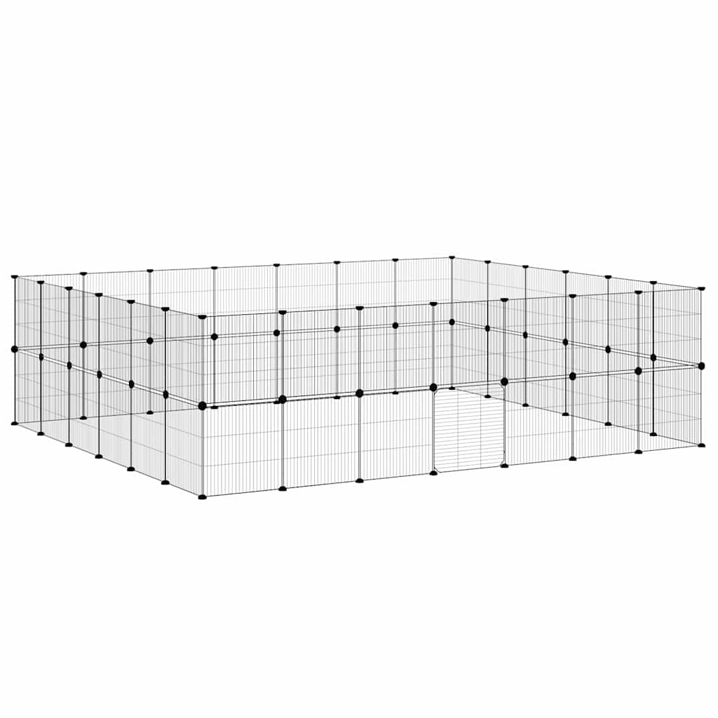 52-tlg. Haustierkäfig mit Tür Schwarz 245x210x70 cm Stahl