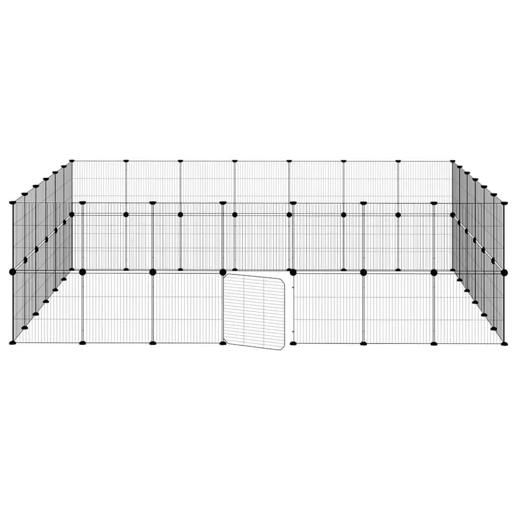 52-tlg. Haustierkäfig mit Tür Schwarz 245x210x70 cm Stahl