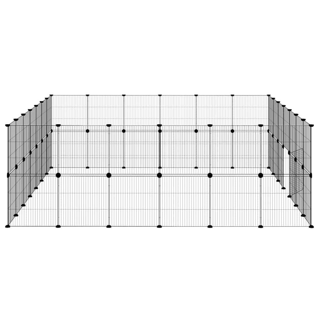 52-tlg. Haustierkäfig mit Tür Schwarz 245x210x70 cm Stahl